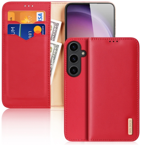 

For Samsung Galaxy S24+ 5G DUX DUCIS Hivo Series Cowhide + PU + TPU Flip Phone Case(Red)
