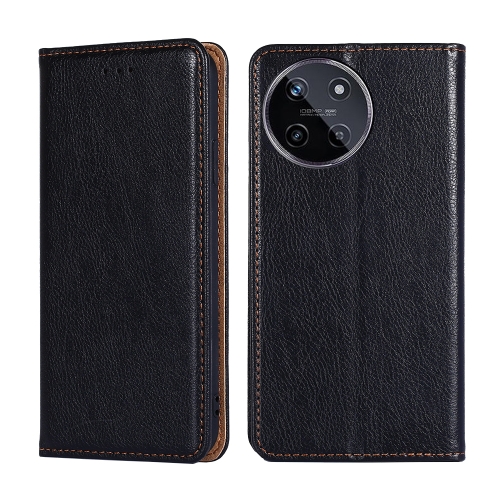 

For Realme 11 4G Gloss Oil Solid Color Magnetic Leather Phone Case(Black)