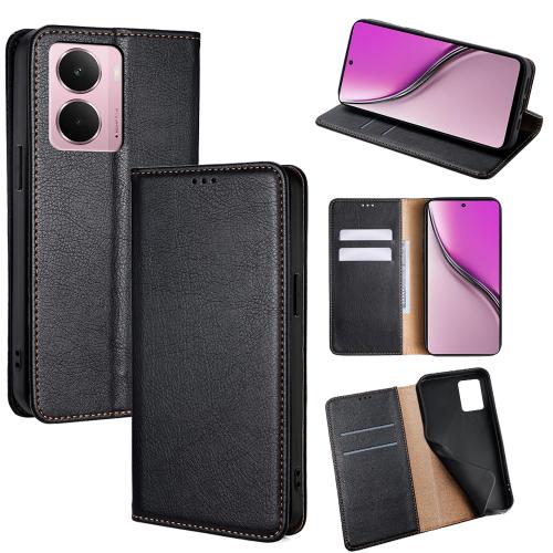 

For Realme P3 Pro 5G Global Gloss Oil Solid Color Magnetic Leather Phone Case(Black)