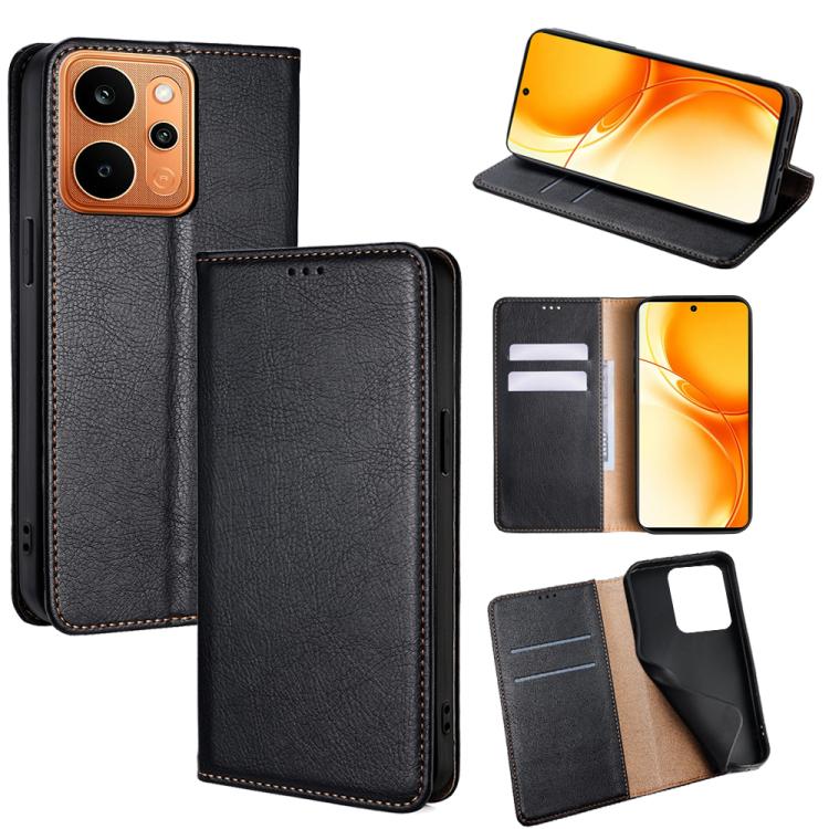For Realme P4 Power 5G Gloss Oil Solid Color Magnetic Leather Phone Case(Black)