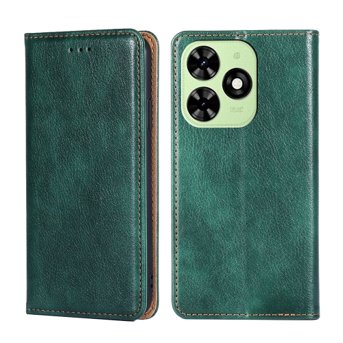 

For Tecno Spark Go 2024 Gloss Oil Solid Color Magnetic Leather Phone Case(Green)