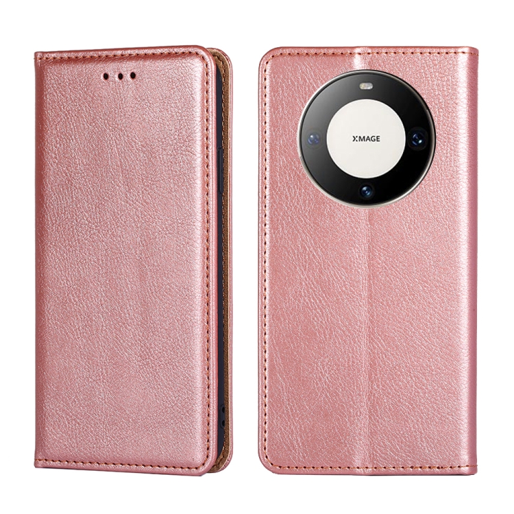 

For Huawei Mate 60 Pro / Pro+ Gloss Oil Solid Color Magnetic Leather Phone Case(Rose Gold)