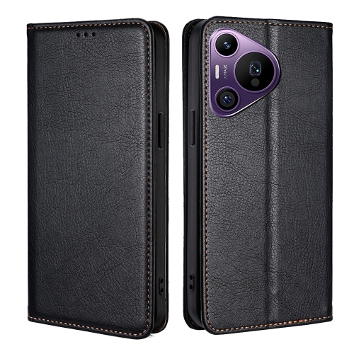 For Huawei Pura 70 Pro / Pro+ Gloss Oil Solid Color Magnetic Leather Phone Case(Black)