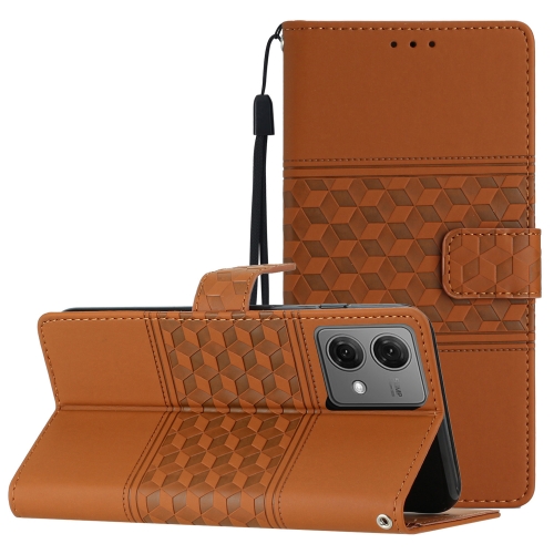 

For Motorola Moto G84 5G Diamond Embossed Skin Feel Leather Phone Case(Brown)