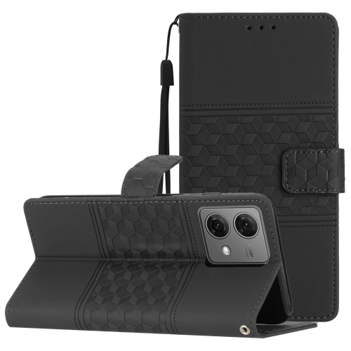 

For Motorola Moto G84 5G Diamond Embossed Skin Feel Leather Phone Case(Black)