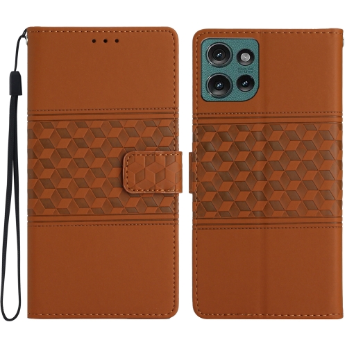 

For Motorola Edge 50 5G Diamond Embossed Skin Feel Leather Phone Case(Brown)