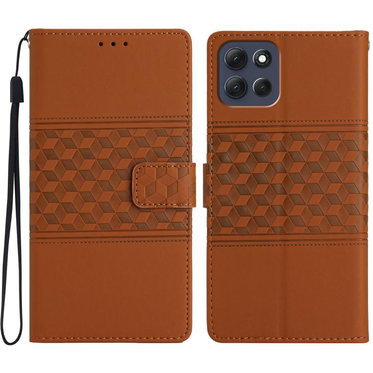 

For Motorola Moto G86 Power Diamond Embossed Skin Feel Leather Phone Case(Brown)