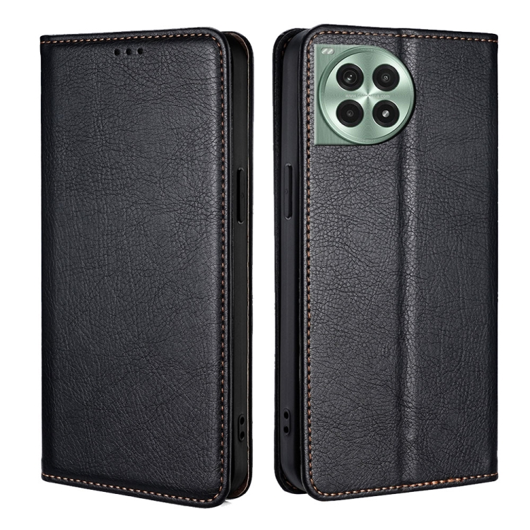 

For OnePlus Ace 3 Pro 5G Gloss Oil Solid Color Magnetic Leather Phone Case(Black)