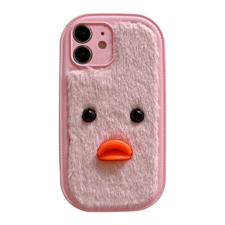 

For iPhone 12 Plush Black Eyes Duck TPU Phone Case(Pink)