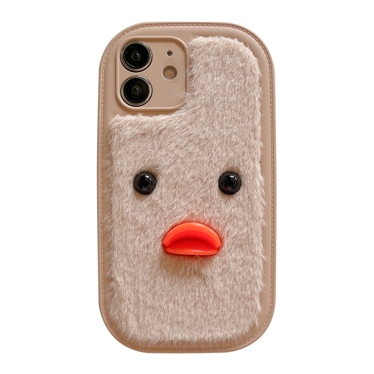 

For iPhone 12 Plush Black Eyes Duck TPU Phone Case(Khaki)