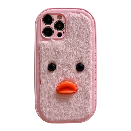 

For iPhone 12 Pro Plush Black Eyes Duck TPU Phone Case(Pink)