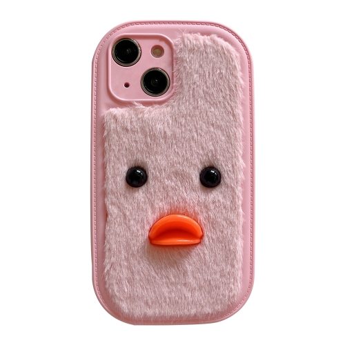 

For iPhone 14 Plush Black Eyes Duck TPU Phone Case(Pink)