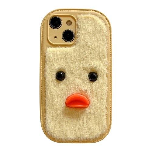 

For iPhone 14 Plus Plush Black Eyes Duck TPU Phone Case(Yellow)