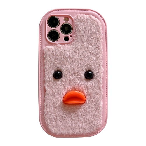 

For iPhone 14 Pro Max Plush Black Eyes Duck TPU Phone Case(Pink)