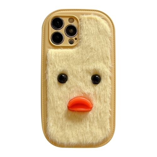 

For iPhone 15 Pro Plush Black Eyes Duck TPU Phone Case(Yellow)