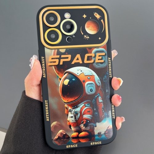 

For iPhone 15 Pro Astronaut Pattern Large Window TPU Phone Case(Orange)