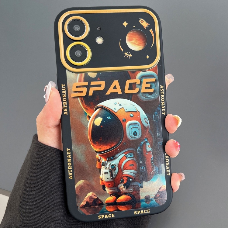 

For iPhone 12 Astronaut Pattern Large Window TPU Phone Case(Orange)