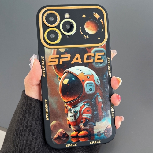 For iPhone 11 Pro Astronaut Pattern Large Window TPU Phone Case(Orange) for iphone 14 plus astronaut pattern large window tpu phone case purple
