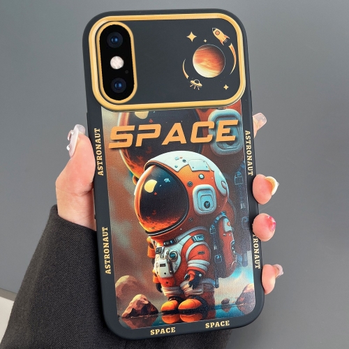 

For iPhone X / XS Astronaut Pattern Large Window TPU Phone Case(Orange)