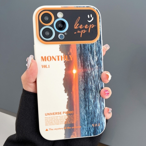 

For iPhone 13 Pro Max Scenery Pattern Large Window TPU Phone Case(White Sea Sunrise)