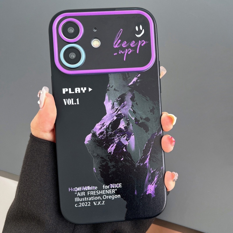 

For iPhone 11 Scenery Pattern Large Window TPU Phone Case(Purple Snow Mountain)