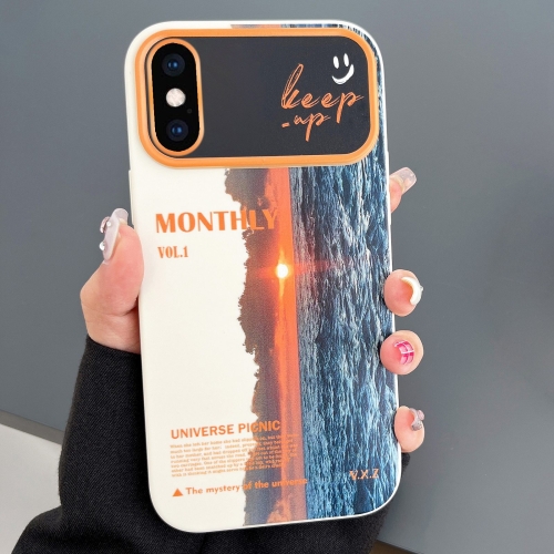 

For iPhone X / XS Scenery Pattern Large Window TPU Phone Case(White Sea Sunrise)