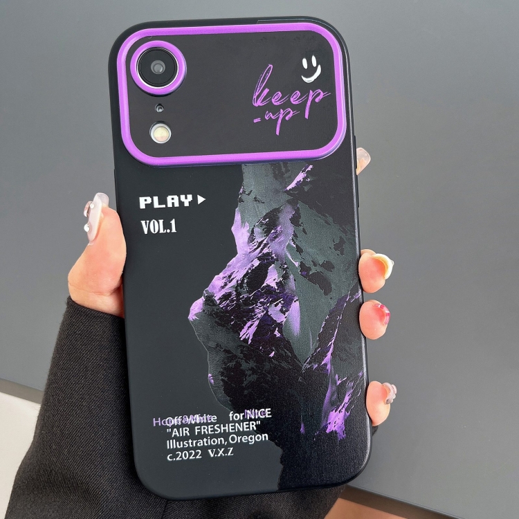 

For iPhone XR Scenery Pattern Large Window TPU Phone Case(Purple Snow Mountain)
