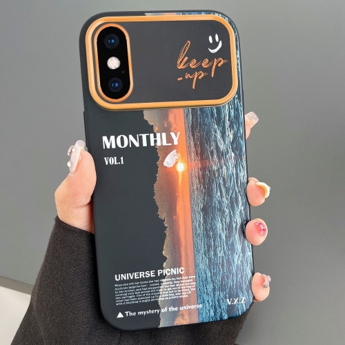 

For iPhone XS Max Scenery Pattern Large Window TPU Phone Case(Black Sea Sunrise)