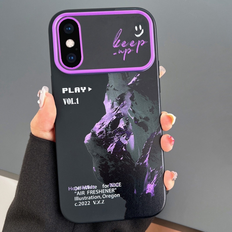 

For iPhone XS Max Scenery Pattern Large Window TPU Phone Case(Purple Snow Mountain)
