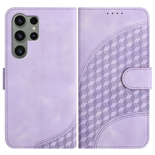 

For Samsung Galaxy S24 Ultra 5G YX0060 Elephant Head Embossed Phone Leather Case with Lanyard(Light Purple)
