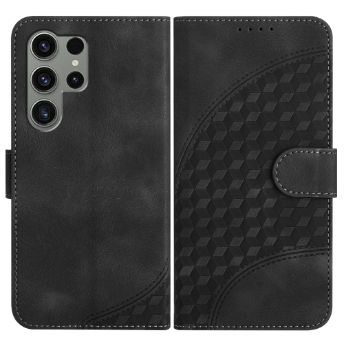 

For Samsung Galaxy S24 Ultra 5G YX0060 Elephant Head Embossed Phone Leather Case with Lanyard(Black)