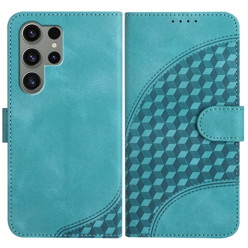 

For Samsung Galaxy S24 Ultra 5G YX0060 Elephant Head Embossed Phone Leather Case with Lanyard(Light Blue)