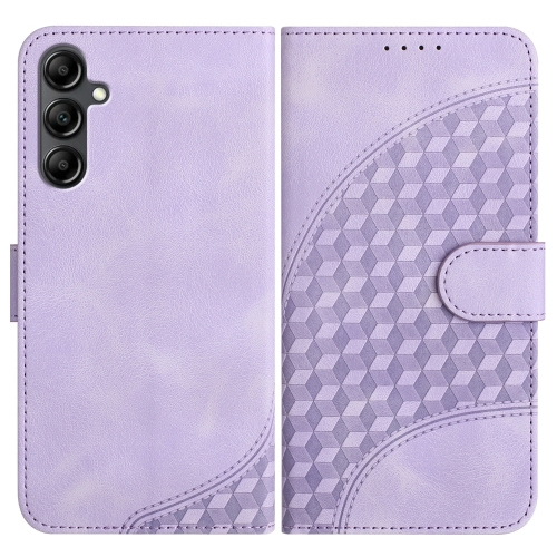 

For Samsung Galaxy A15 YX0060 Elephant Head Embossed Phone Leather Case with Lanyard(Light Purple)