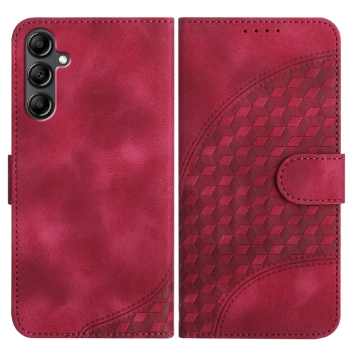 

For Samsung Galaxy A15 YX0060 Elephant Head Embossed Phone Leather Case with Lanyard(Rose Red)