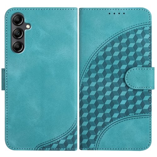 

For Samsung Galaxy A15 YX0060 Elephant Head Embossed Phone Leather Case with Lanyard(Light Blue)