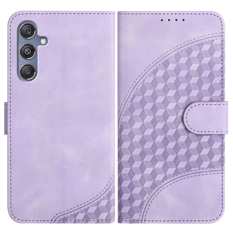 

For Samsung Galaxy M34 YX0060 Elephant Head Embossed Phone Leather Case with Lanyard(Light Purple)
