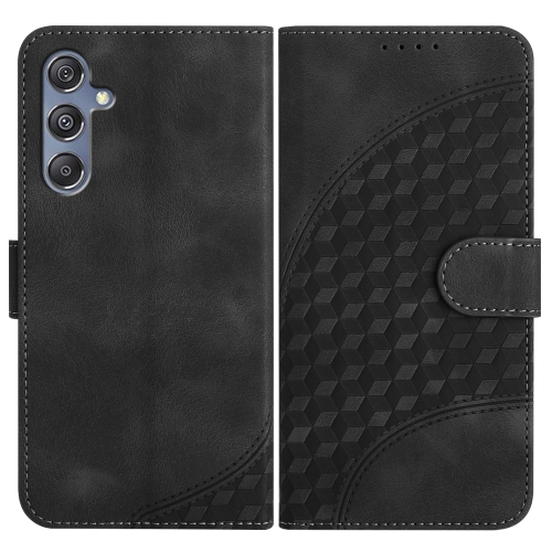 

For Samsung Galaxy M34 YX0060 Elephant Head Embossed Phone Leather Case with Lanyard(Black)