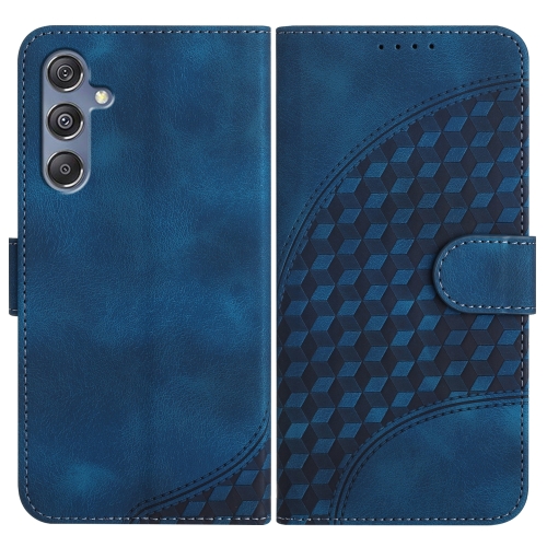 

For Samsung Galaxy M34 YX0060 Elephant Head Embossed Phone Leather Case with Lanyard(Royal Blue)