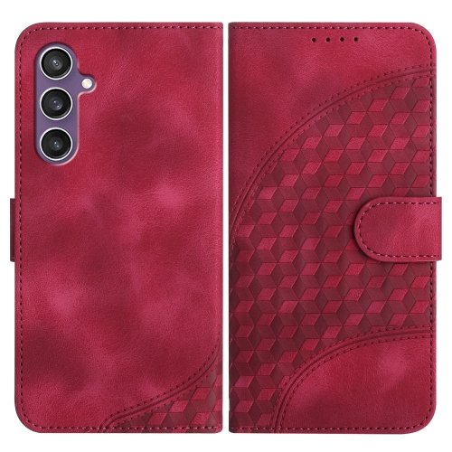 

For Samsung Galaxy S23 FE 5G YX0060 Elephant Head Embossed Phone Leather Case with Lanyard(Rose Red)