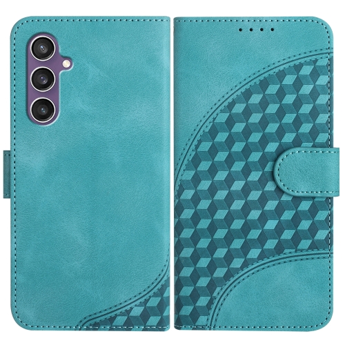 

For Samsung Galaxy S23 FE 5G YX0060 Elephant Head Embossed Phone Leather Case with Lanyard(Light Blue)