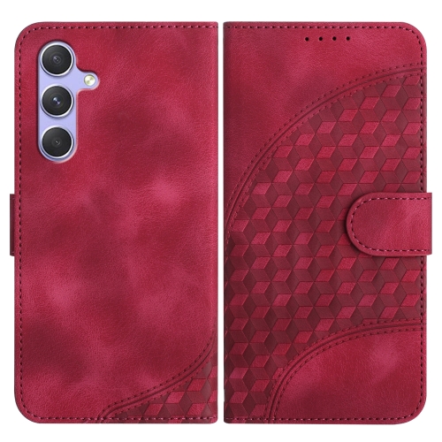 

For Samsung Galaxy A54 5G YX0060 Elephant Head Embossed Phone Leather Case with Lanyard(Rose Red)