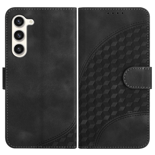 

For Samsung Galaxy S23 5G YX0060 Elephant Head Embossed Phone Leather Case with Lanyard(Black)