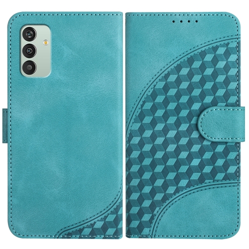 

For Samsung Galaxy M13 India/F13 YX0060 Elephant Head Embossed Phone Leather Case with Lanyard(Light Blue)