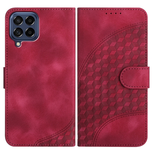 

For Samsung Galaxy M53 5G YX0060 Elephant Head Embossed Phone Leather Case with Lanyard(Rose Red)