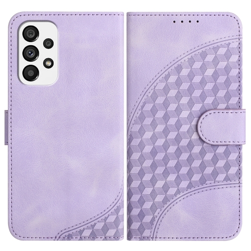 

For Samsung Galaxy A73 5G YX0060 Elephant Head Embossed Phone Leather Case with Lanyard(Light Purple)