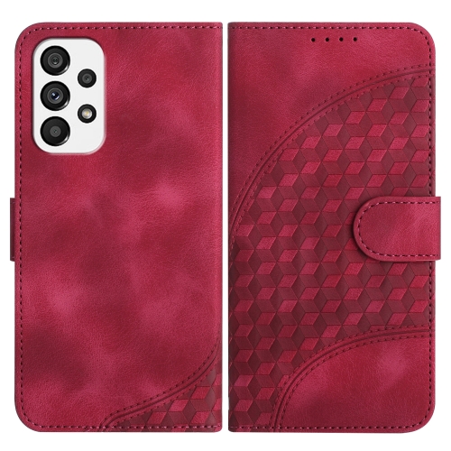 

For Samsung Galaxy A73 5G YX0060 Elephant Head Embossed Phone Leather Case with Lanyard(Rose Red)