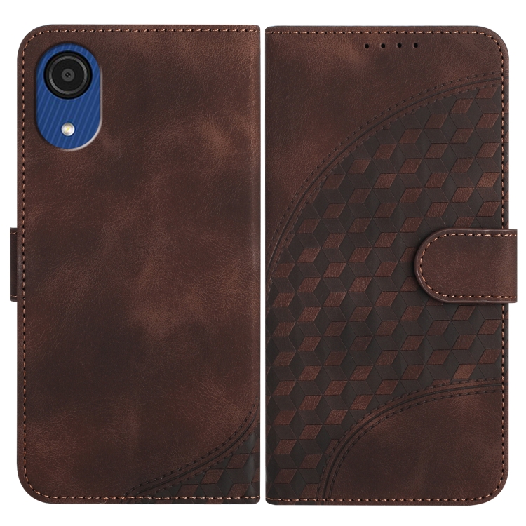 

For Samsung Galaxy A03 Core YX0060 Elephant Head Embossed Phone Leather Case with Lanyard(Coffee)