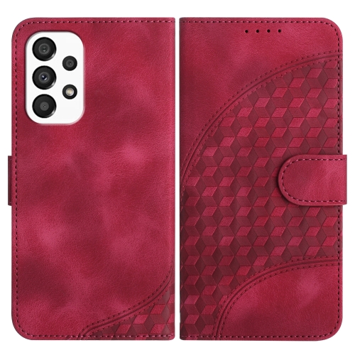 

For Samsung Galaxy A33 5G YX0060 Elephant Head Embossed Phone Leather Case with Lanyard(Rose Red)