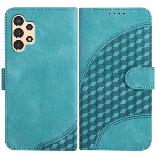 

For Samsung Galaxy A13 4G YX0060 Elephant Head Embossed Phone Leather Case with Lanyard(Light Blue)