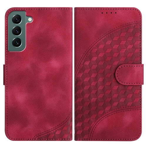 

For Samsung Galaxy S22+ 5G YX0060 Elephant Head Embossed Phone Leather Case with Lanyard(Rose Red)